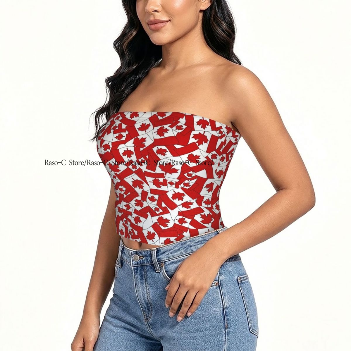 Summer Clothing Women Canada - Women Block Crop Slim Tube Top